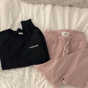TALENTLESS Black Sweatshirt and Pink Hoodie Set
